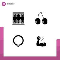 4 Universal Solid Glyph Signs Symbols of construction fashion building vegetables biceps Editable Vector Design Elements