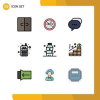 Set of 9 Modern UI Icons Symbols Signs for drink wireless chat receiver phone Editable Vector Design Elements