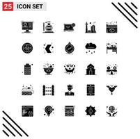 25 Universal Solid Glyphs Set for Web and Mobile Applications famous city canada mother building engineering Editable Vector Design Elements