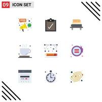 Modern Set of 9 Flat Colors and symbols such as development tools design production knowledge tea drink Editable Vector Design Elements