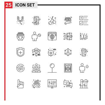 usuario interfaz paquete de 25 básico líneas de más texto baya dinero mano editable vector diseño elementos