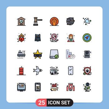 Editable Vector Line Pack of 25 Simple Filled line Flat Colors of smoke help order environment game Editable Vector Design Elements