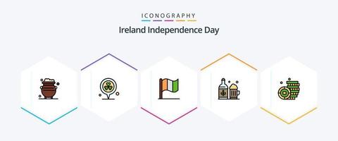 Ireland Independence Day 25 FilledLine icon pack including ireland. ireland. heart. cup. beer vector