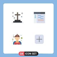 4 Universal Flat Icons Set for Web and Mobile Applications dead source grave design mechanic Editable Vector Design Elements