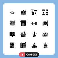 16 User Interface Solid Glyph Pack of modern Signs and Symbols of digital tick paint online answers Editable Vector Design Elements