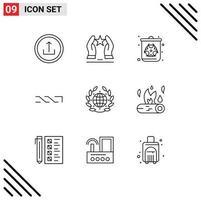 Editable Vector Line Pack of 9 Simple Outlines of crypto currency coin motivation nxt pollution Editable Vector Design Elements