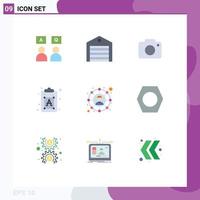 9 Creative Icons Modern Signs and Symbols of connections font shipping process camera Editable Vector Design Elements