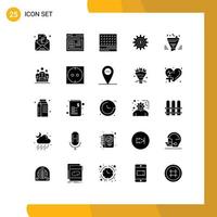 Group of 25 Solid Glyphs Signs and Symbols for filter money biscuit setting waffle Editable Vector Design Elements