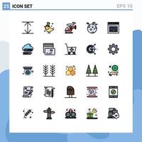 Set of 25 Modern UI Icons Symbols Signs for download web vehicle page space Editable Vector Design Elements