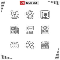 9 User Interface Outline Pack of modern Signs and Symbols of risk flame security fire scanner Editable Vector Design Elements