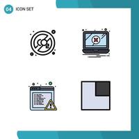 Universal Icon Symbols Group of 4 Modern Filledline Flat Colors of co browser disable problem expand Editable Vector Design Elements