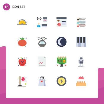 plano color paquete de dieciséis universal símbolos de perfil gráficos programador habilidades desarrollo editable paquete de creativo vector diseño elementos