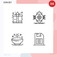 Group of 4 Filledline Flat Colors Signs and Symbols for box lamp ubicomp computer glow Editable Vector Design Elements