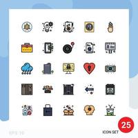 25 User Interface Filled line Flat Color Pack of modern Signs and Symbols of gesture finger card table hotel Editable Vector Design Elements
