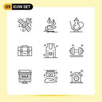 Pack of 9 Modern Outlines Signs and Symbols for Web Print Media such as basketball travel abrahamic bag religion Editable Vector Design Elements