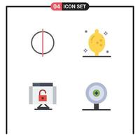 Group of 4 Flat Icons Signs and Symbols for antialiasing security food data finance Editable Vector Design Elements