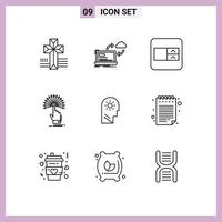 Modern Set of 9 Outlines Pictograph of control analytic form digital touch Editable Vector Design Elements