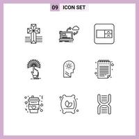 Modern Set of 9 Outlines Pictograph of control analytic form digital touch Editable Vector Design Elements