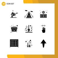 Group of 9 Modern Solid Glyphs Set for leaf broom finance autumn office Editable Vector Design Elements