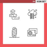 Line Pack of 4 Universal Symbols of education double school server coil Editable Vector Design Elements