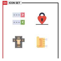 4 Flat Icon concept for Websites Mobile and Apps login electric lock bed carpet Editable Vector Design Elements