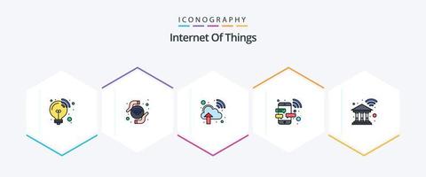 Internet Of Things 25 FilledLine icon pack including internet. smart. cloud internet. phone. device vector