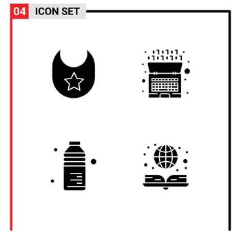 4 4 universal sólido glifos conjunto para web y móvil aplicaciones bebé comida artificial inteligencia libro editable vector diseño elementos