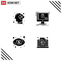 Group of Modern Solid Glyphs Set for human dollar puzzle safe vision Editable Vector Design Elements