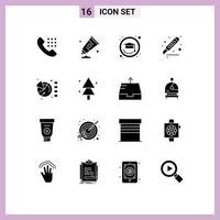 Set of 16 Modern UI Icons Symbols Signs for graph page education office cutter Editable Vector Design Elements