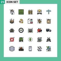 Universal Icon Symbols Group of 25 Modern Filled line Flat Colors of symbol hacking farming hack engineering Editable Vector Design Elements