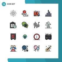 16 Universal Flat Color Filled Line Signs Symbols of tasks inspect study graph truck Editable Creative Vector Design Elements