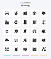 Creative Technology 25 Glyph Solid Black icon pack  Such As security. webcam. renewable. web. seo vector