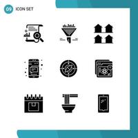 Stock Vector Icon Pack of 9 Line Signs and Symbols for text mobile sort message housing Editable Vector Design Elements