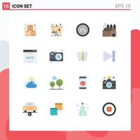 User Interface Pack of 16 Basic Flat Colors of online storehouse information barn laboratory Editable Pack of Creative Vector Design Elements