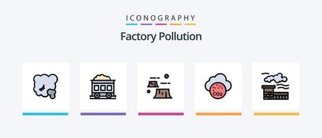 fábrica contaminación línea lleno 5 5 icono paquete incluso fumar. contaminación. contaminación. fábrica. gas. creativo íconos diseño vector