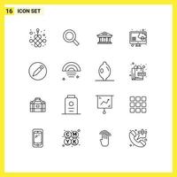 16 Outline concept for Websites Mobile and Apps pencil download bank computer building Editable Vector Design Elements