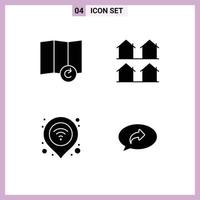 Set of 4 Modern UI Icons Symbols Signs for map pin estate real wifi Editable Vector Design Elements