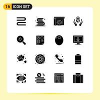 Group of 16 Solid Glyphs Signs and Symbols for child child care api baby care software Editable Vector Design Elements