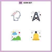 Mobile Interface Flat Icon Set of 4 Pictograms of ballot wifi referendum signal mountain Editable Vector Design Elements