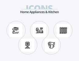 hogar accesorios y cocina línea icono paquete 5 5 icono diseño. informática. música. lavadero. vocero. woofer vector