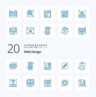 20 Web Design Blue Color icon Pack like list url web link web design vector