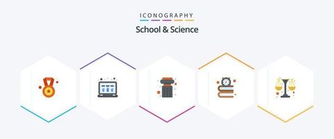 School And Science 25 Flat icon pack including scale. time. estate. school. books vector