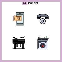 Stock Vector Icon Pack of 4 Line Signs and Symbols for mobile design telephone education web Editable Vector Design Elements