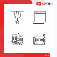 Universal Icon Symbols Group of 4 Modern Filledline Flat Colors of badge train medal mac audio Editable Vector Design Elements