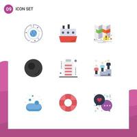 Set of 9 Modern UI Icons Symbols Signs for devices battery traffic sport notification Editable Vector Design Elements