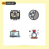 Set of 4 Modern UI Icons Symbols Signs for computer computer hair conditioning training day Editable Vector Design Elements