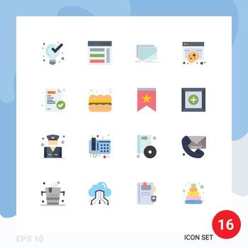 Flat Color Pack of 16 Universal Symbols of policy cookies user compliance texture Editable Pack of Creative Vector Design Elements