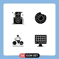 4 Creative Icons Modern Signs and Symbols of camera bike polaroid sweets cycling Editable Vector Design Elements