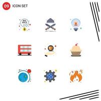 Set of 9 Modern UI Icons Symbols Signs for hand london swords double bus Editable Vector Design Elements