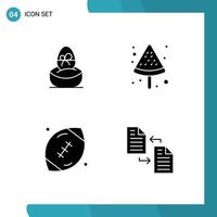 4 User Interface Solid Glyph Pack of modern Signs and Symbols of gift ball egg food game Editable Vector Design Elements